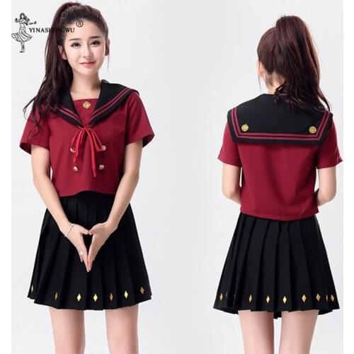 2pcs Set Top + Skirt Adult JK Japanese School Uniforms Anime Cospaly Sailor Suit for Girl High School Students Clothes Women