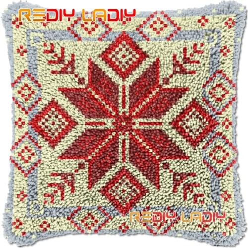 Latch Hook Cushion Geometric Arrow DIY Needlepoint Kits Chunky Acrylic Yarn Arts Crocheting Lofty Pillow Case Hobby & Crafts