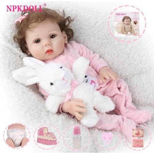 NPKDOLL Reborn Baby Doll 18 Inch Full Vinyl Lifelike Toys For Children Fake Infant Educational Bath Kids Playmate Babe Boneca