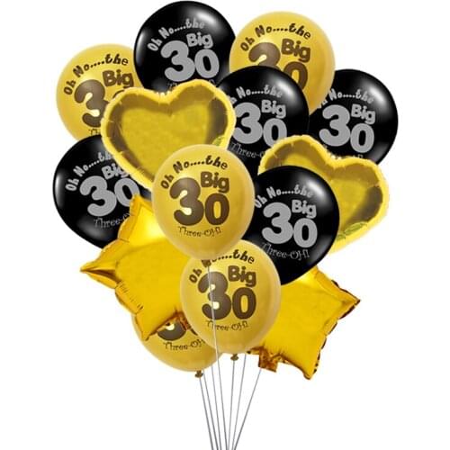Chicinlife Black Gold 30 40 50 60 Years Old Latex Balloons Birthday Party Decoration Adult 30th Birthday Anniversary Supplies