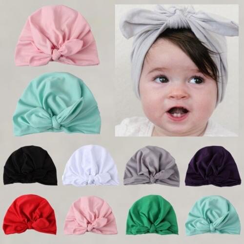 Fashion Newborn Toddler Kids Baby Girl Hats Turban Cotton Beanie Hat Cute Baby Girl Bownot Winter Cap