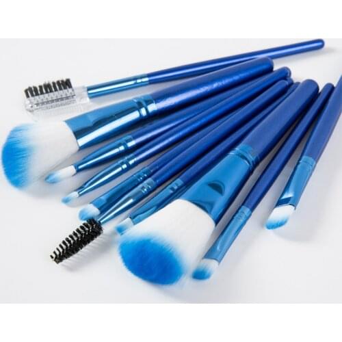 10Pcs Sapphire Makeup Brush Set Foundation Brush Makeup Brush Set Convenient Beauty Tool Eye Shadow Brush Eyelash Brush