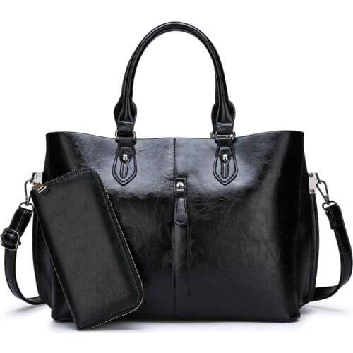 2020 New Trend Fashion Retro Simple Shoulder Messenger Bags Bucket Bag Oil Leather Large Capacity Handbags Crossbody Female Bag