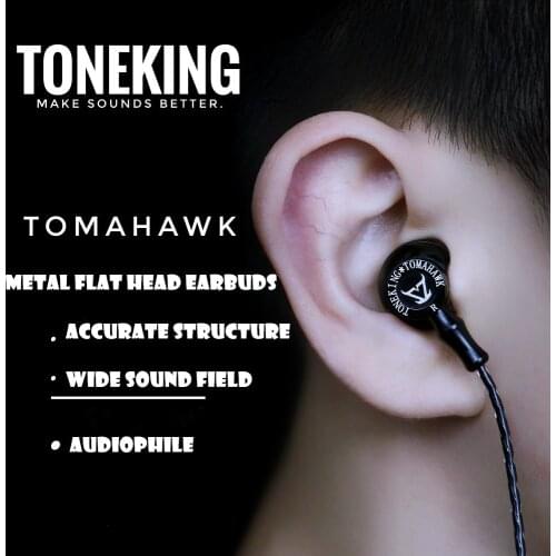 Original TONEKING MusicMaker Tomahawk In Ear Earphone Flat-Head HIFI Earbud Fever Earphone Top Sound As MX985/MX980 E888/282