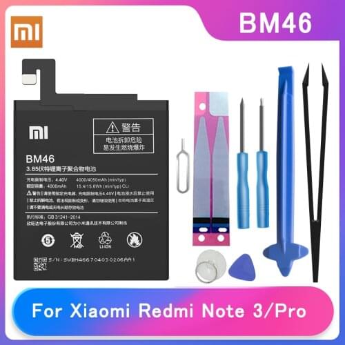 Original XiaoMi Redmi Note3 Note 3 Pro Phone Battery BM46 4000mAh High Capacity phone batteries Free Tools Phone AKKU
