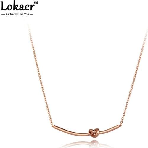 Lokaer Original Design Stainless Steel Geometric Knot Charm Pendant Necklace Trendy Bohemia Party Necklace For Women N20218