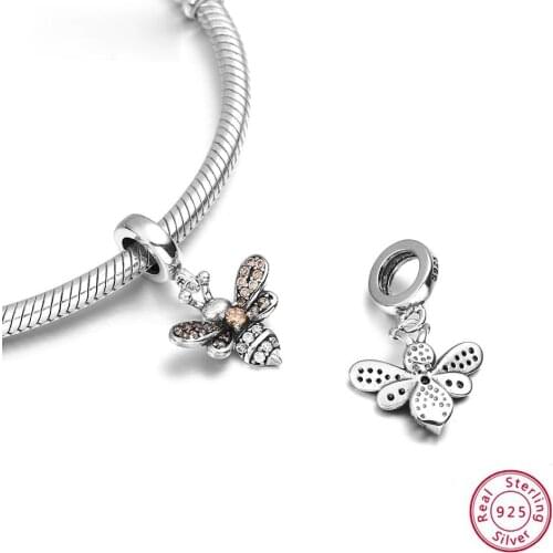 925 Sterling Silver Bee Charm Suitable for Feminine Bracelet Necklace Cute Charm DIY Jewelry Girlfriend Gift