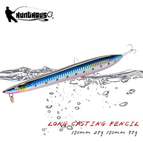 Hunthouse Sandeel Surf Walker Pencil Fishing Lure Leurre Stickbait 180mm 27g Floating 37g Sinking Long Casting Hard Baits Savage