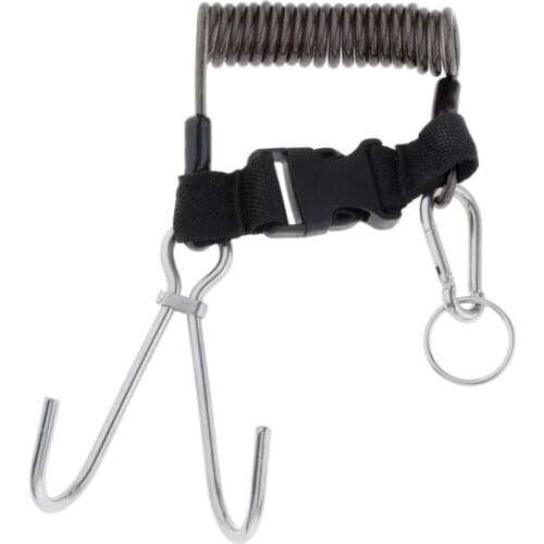 Durable Diving Reef Dual Hook Spring Lanyard Drifting Cave Dive Clip Carabiner