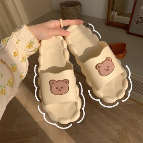 New couple fashion bear sandals non-slip thick-soled indoor and outdoor slippers mens flip flops stray shoes women
