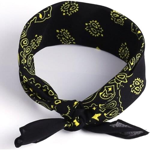 Ethnic Colored Sunflower Double Paisley Floral Unisex Cotton Square Scarf Motorcycle Headband Bandana Hip-Hop Wristband Neck Tie