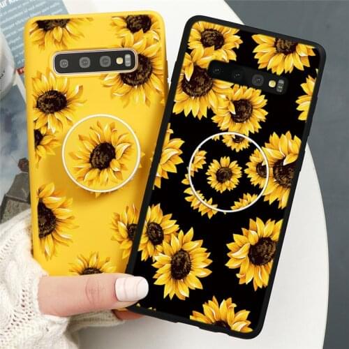 Holder Stand Phone Case For Samsung Galaxy Note 10 Lite 9 8 A7 A9 A6 A8 Plus 2018 A70 A50 A40 A51 A71 A21 Daisy Sunflower Coque