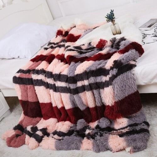 Super Soft Double Thick Blanket Lamb Cashmere Sofa Office Children Blanket Towel Travel Fleece Mesh Portable Plush Blanket