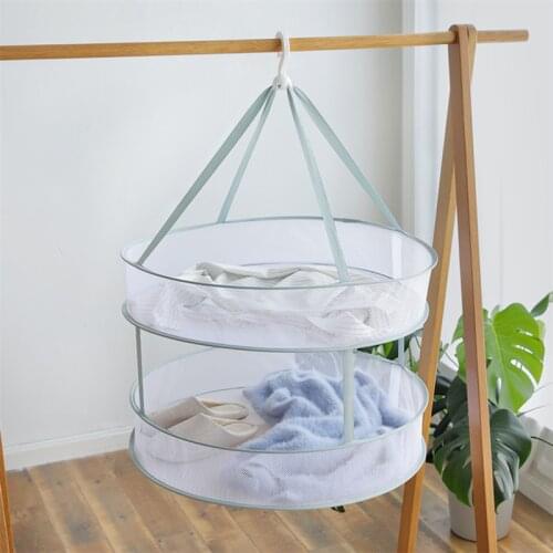 Green Color Clothes Drying Basket Home Hanging Sweater Drying Net Folding Sock Underwear Drying Net Racks Single Double Layer