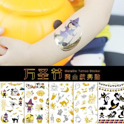 Halloween Tattoo Pumpkin Head For Kids Owl Bat Witch Fake Tatoo Waterproof Temporary Tattoo Stickers Ghost Taty For Kids