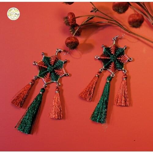 Christmas Style Winding Hand-woven Diy Hanging Decoration Restoring Ancient Ways Flowers Earrings Room Decor Aesthetic Nordic