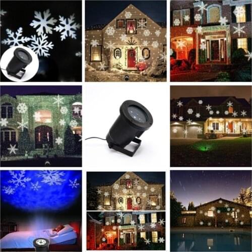 Waterproof Moving Snow Laser Projector Lamps Snowflake LED Stage Light For Christmas Party Light Garden Lamp Outdoor
