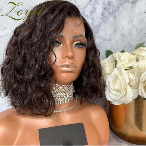 Zoyel Wave Black Short Bob Synthetic Lace Front Wigs with Side Part for Women Glueless Heat Fiber Hair Realistic Daily Wear Wig
