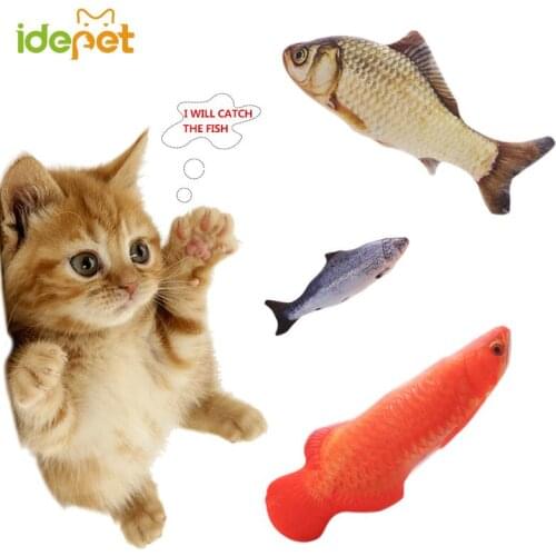 1PC Artificial Fish Toy For Cat Chewing Toy Supplies Cat Scratch Board Scratches Fish Plush Pet Product Cat Educational 30D