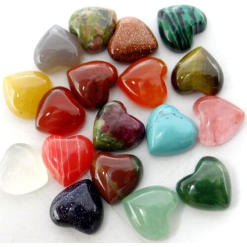 10*10mm Natural stone cabochon hart hanger kraal sieraden tiger eye aventurine Geen gat Jewelry making Jewelry necklace50pcs