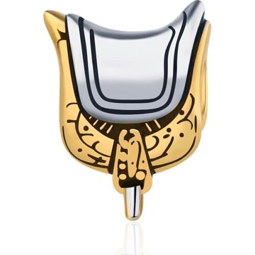 100% 925 Sterling Silver Gold Color Saddle Beads Sport Charms Fit European Bracelet for Women 2020 Christmas Jewelry Gift