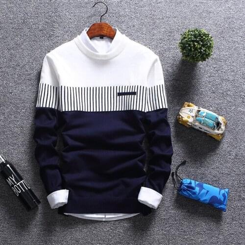 2020 New Mens Autumn Winter Pullover Wool Slim Fit Striped Knitted Sweaters Mens Brand Clothing Casual pull