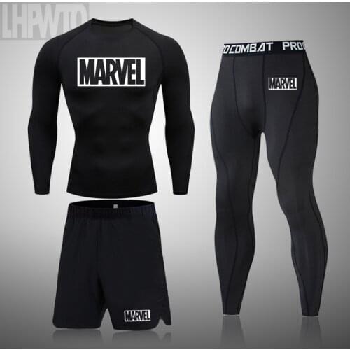 2021 3 Pcs/Sets Track Suit Men Running T-shirt Sports Suit Compression Sportswear Male Bodybuilding T-shirt Pants Man Training