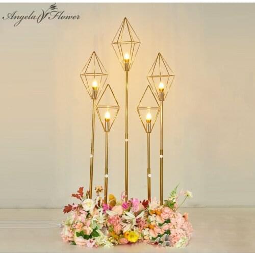 3 pcs/set metal light bulb flower vase wedding props lifting candlestick geometric road lights T Taiwan artificial flower stand