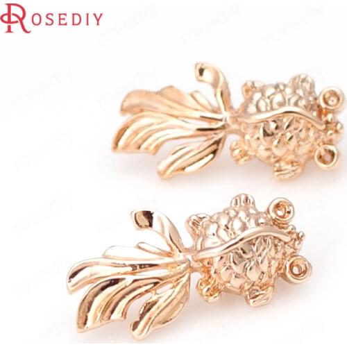 31857)6PCS 9x17MM 24K Champagne Gold Color Plated Brass Goldfish Charms Pendants Diy Jewelry Findings Accessories wholesale