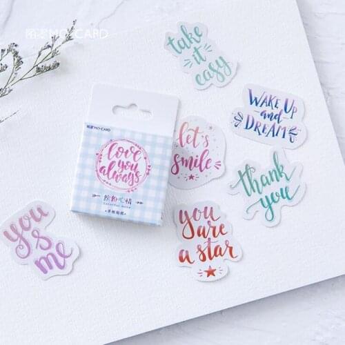 45 Pcs/box Kawaii Stationery Sticker Creativa Scrapbook Stickers Pattern Diary School Supplies English Alphabet Stickers Travel