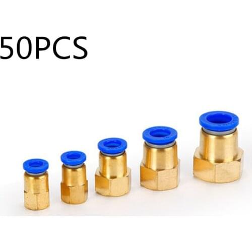 50Pcs Lot PCF Pneumatic Female Quick Connector Fitting 4-M5 4-01 6-01 6-02 1/8 /1/4 3/8 1/2 Thread For pipe 4mm 6mm 8mm 10mm 12