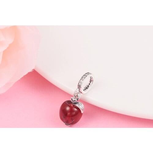 2021 New 925 Sterling Silver Murano Glass Red Apple Dangle Charm Beads Women DIY Jewelry Making Fits Pandora Bracelet Berloque