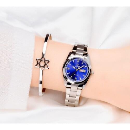 WWOOR 2021 New Top Brand Silver Blue Women Luxury Watch Fashion Quartz Stainless Steel Waterproof Wrist Watches Relogio Feminino