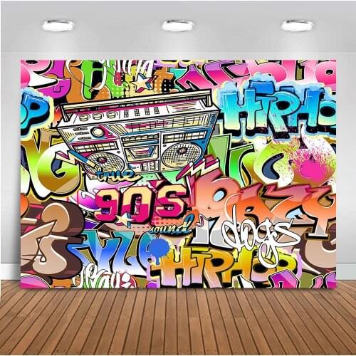 90s Graffiti Hip Hop backdrop for Photography Birthday Party Photo Background Portrait Backdrops Computer Printed 409