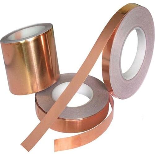 50 meter Adhesive Conductive Copper Foil Tape 0.05*5mm Shield Eliminate EMI Anti-static Double guide Repair Tape
