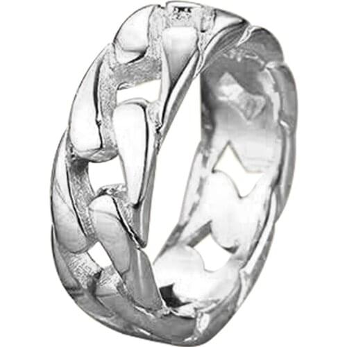 Unisex Hot Sale Mens and Womens Rings Fashion Simple Chain Twist Hollow Striped Rings Temperament Men and Women Hand Ornaments