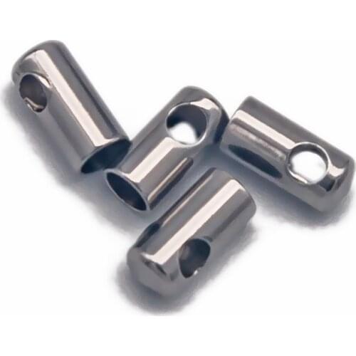 50pcs/lot 1/2/3/4/5mm Stainless Steel Tassel Leather Cord End Crimp Caps Beads End Tip Cap DIY Jewelry Making Findings Supplies