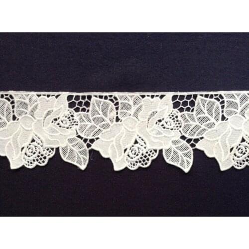 7.5cm wide milk fibre flower embroidery lace trim,Eco-Friendly soft touch flower lace trimmings XERYzx150422-12