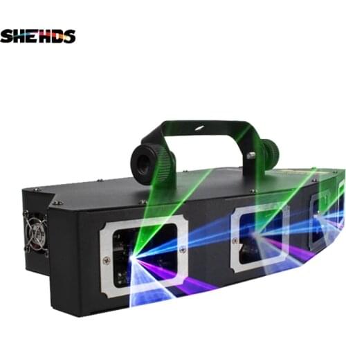 SHEHDS 4 Lens Head RGB Scanner Line Projector Stage Effect Laser Light Disco Party Christmas Decoration Bar DMX DJ Equipment