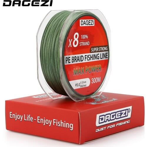 DAGEZI 100% PE Braided Fishing Line smoother line 8 strand 300m Super Strong brand fishing lines 10 20LB 30LB 40LB 50LB 80LB