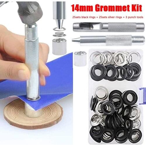 Eyelet Pliers Tool Kit with 50sets 14 Mm Eyelets Grommet Tool Kit Punch Eyelets for Leather Fabric Tarpaulin Paper Curtain