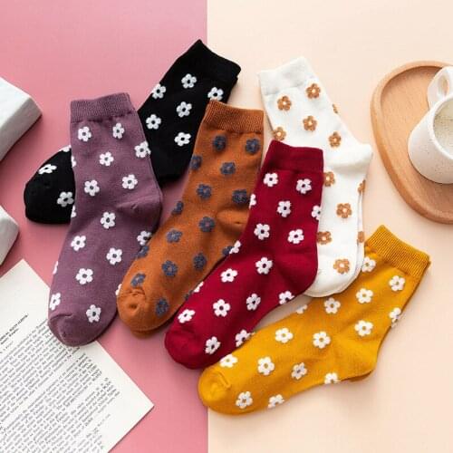 Cartoon flower socks kawaii College style cozy calcetines women funny harajuku calcetines de la mujer skarpetki cute skarpety