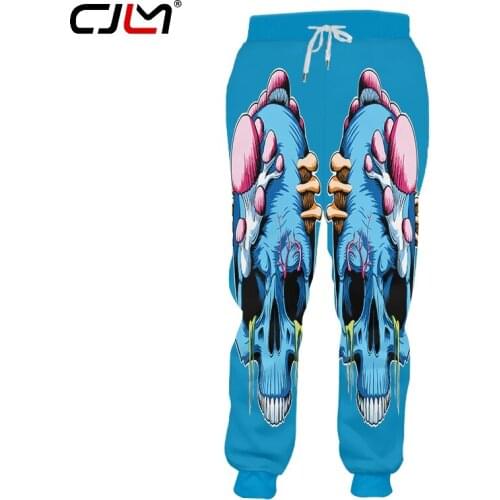CJLM New 3D Blue Skull Man Sweatpants Printed Scary Brain Pattern Mens Hip Hop Pants Hot Sale Unisex Trousers Recommend