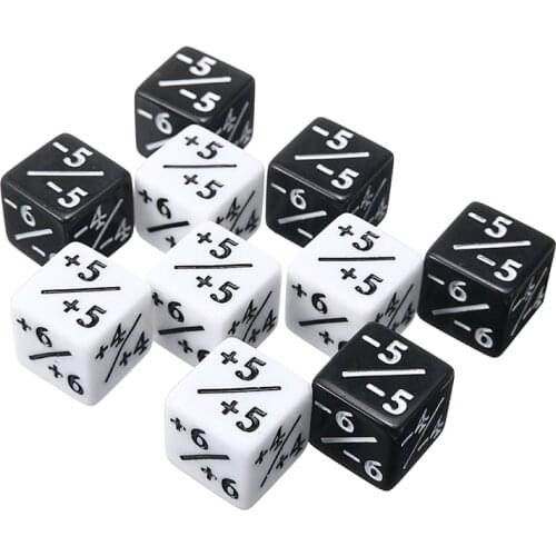 10pcs/set Black White Counters Dice For Magic The Gathering Interesting Gambling Outdoor Party Games Dice Set
