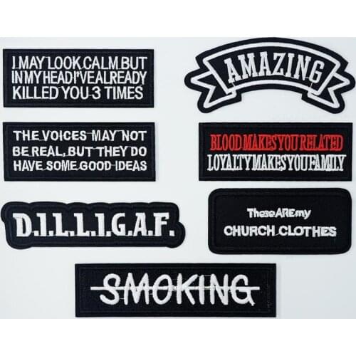 Words Maxim Proverbs Motto Iron On Patches Sewing Embroidered Applique for Jacket Clothes Stickers Badge DIY Apparel Accessories