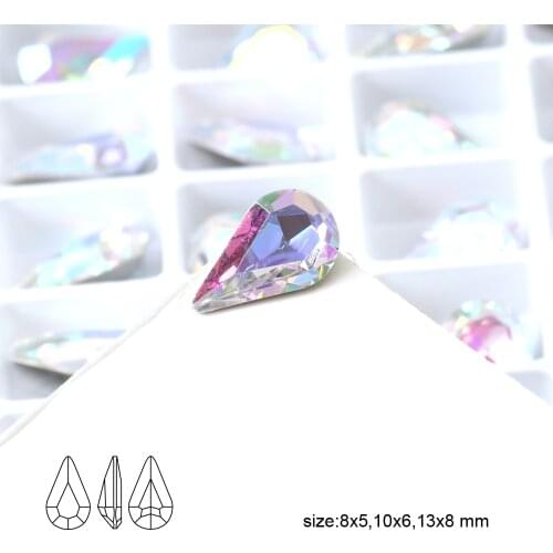 Tear Drop Fancy Stones Strass Diamonted Applique Pointed Back K9 Glass Crystal Rhinestones For Clothes Nail Art Decoration DIY
