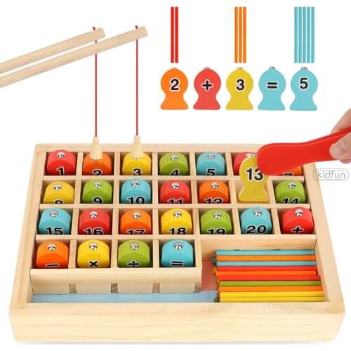 Montessori Educational Wooden Toys for Kids Montessori Toys Board Math Fishing Montessori Toys Educational for 2 3 4 5 6 Years O