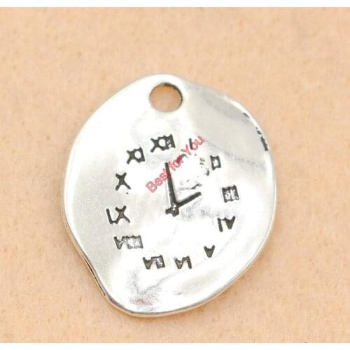 5pcs Zinc Alloy Vintage Clock Charm Pendant Tibetan Silver Plated Jewelry DIY Making Accessories Handmade 25x21mm