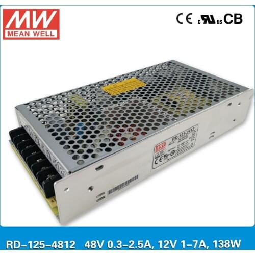Original Mean well RD-125-4812 138W 48V 12V Dual output Meanwell Power Supply input 85-264VAC CB UL CE approved