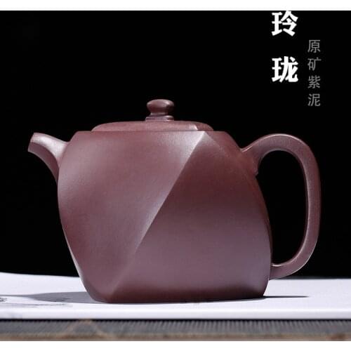 Sand Teapot and Teaware Raw Mine Old Purple Mud Prismatic Linglong Pot Wholesale New Handicraft Products One Substitute